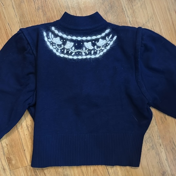 VTG 80’s Lianchuan Angora / Wool Sweater Sz 6 Navy - Picture 4 of 11